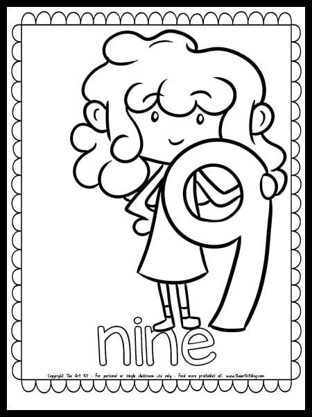 Number 9 Kids Coloring Page Free Printable The Art Kit