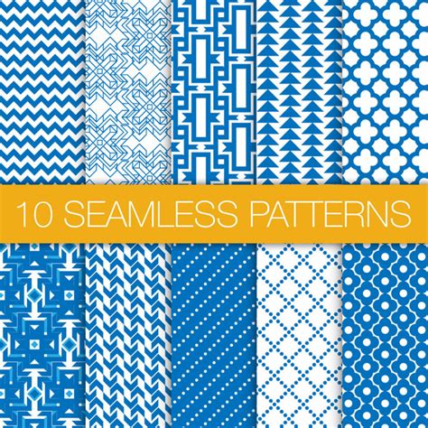 Seamless Patterns Set Vectors Graphic Art Designs In Editable Ai Eps