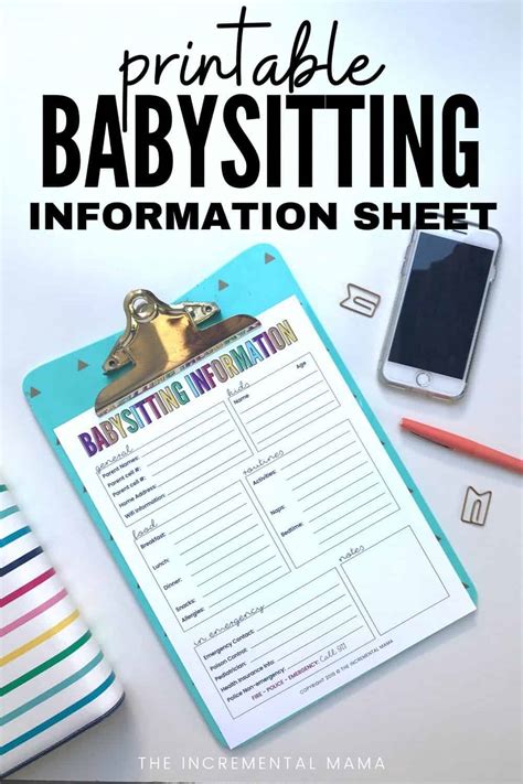 Free Printable Babysitting Information Sheet The Incremental Mama