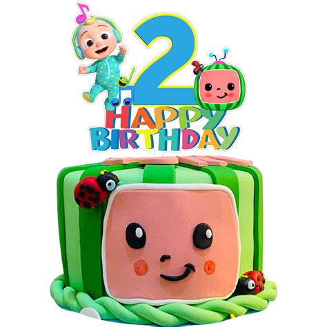 buy coco melon 2nd birthday cake topper jj melon cake decoration for second birthday happy
