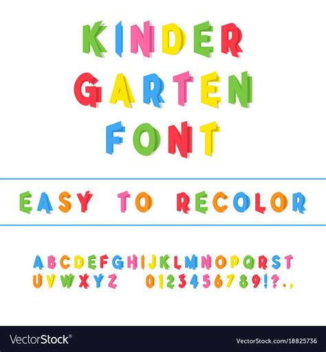 Kindergarten Font Folded Paper Cut Typeface Vector Image