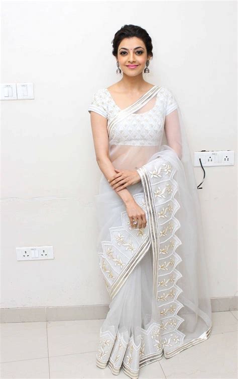 Actress Kajal Agarwal In White Saree Photos Actress Saree Photos