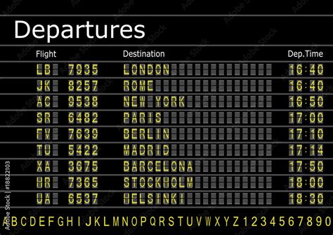 Make A Airport Arrivals Or Departures Board Stock Vector Adobe Stock