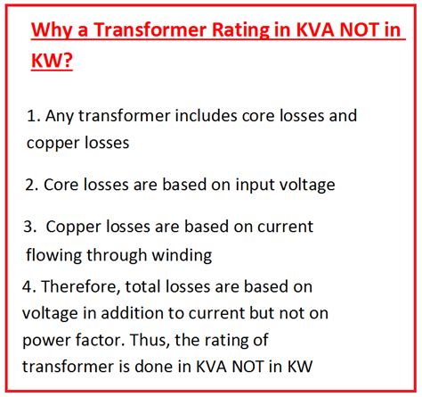 Why Transformer Rated In Kva And Not In Kw Electrical Concepts