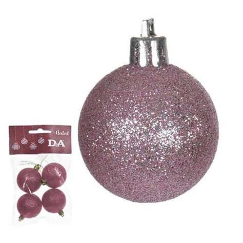 Kit Bolas De Natal Glitter 4 Unidades Rosa 73939003 Flor Arte