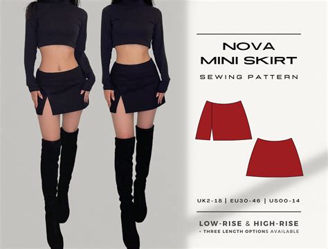 Slit Micro Mini Skirt Pdf Sewing Pattern Low Rise And Etsy Canada