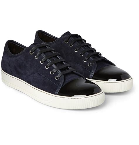 Lanvin Cap Toe Suede And Patent Leather Sneakers In Blue For Men Lyst