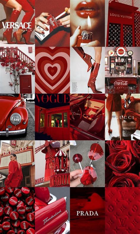 Red Collage Kit Redblackwhite Aesthetic Wall Collage Kit Etsy