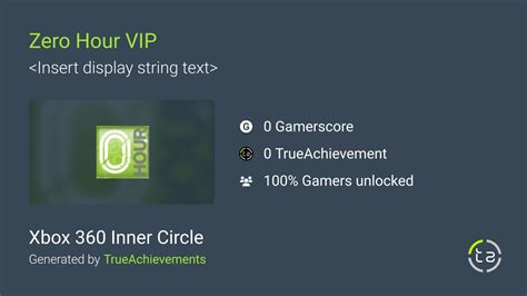 Zero Hour Vip Achievement In Xbox 360 Inner Circle