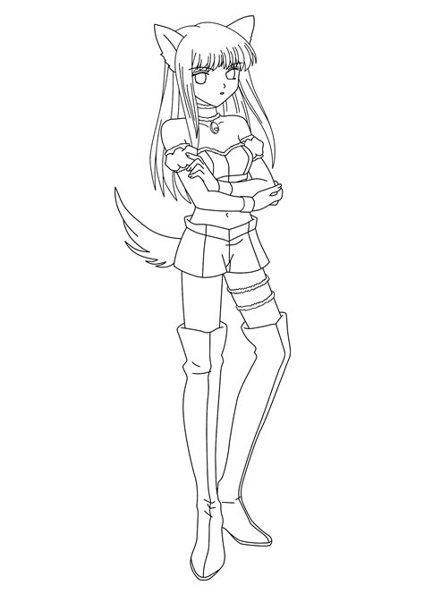 Cute Anime Cat Girl Coloring Pages