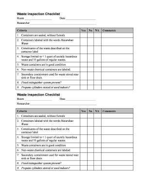 Waste Inspection Checklist Fill And Sign Printable Template