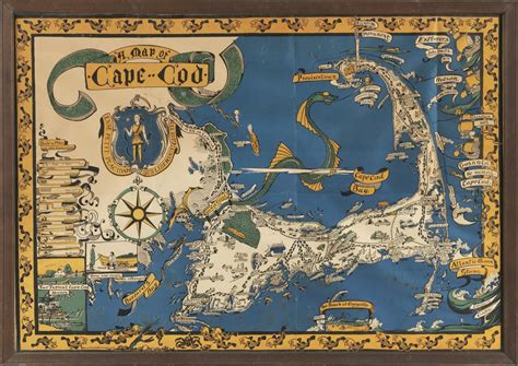 Lot Pictorial Map Of Cape Cod Massachusetts By Melanie Elizabeth