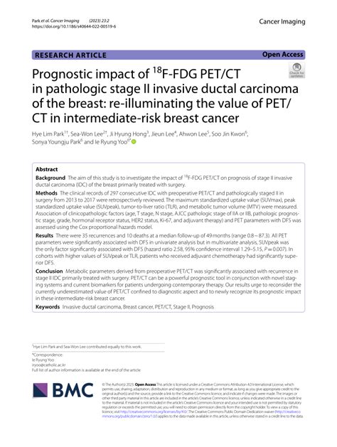 Pdf Prognostic Impact Of 18f Fdg Petct In Pathologic Stage Ii