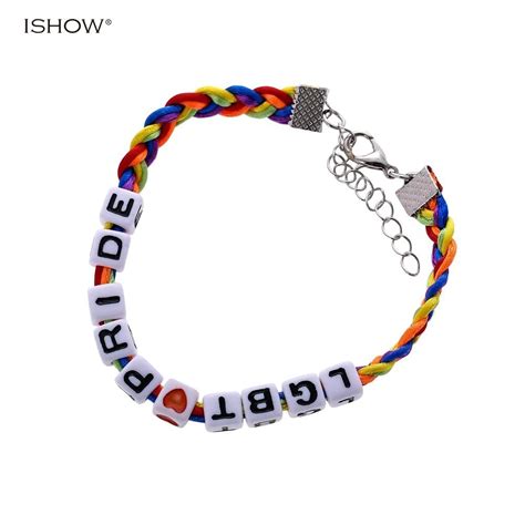new style lgbt letters statement leather bracelet fashion gay pride multicolor jewelry energy
