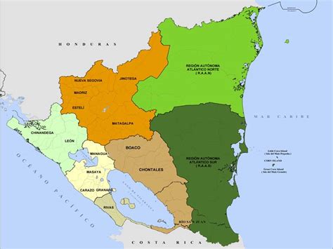 Mapa De Nicaragua Por Regiones