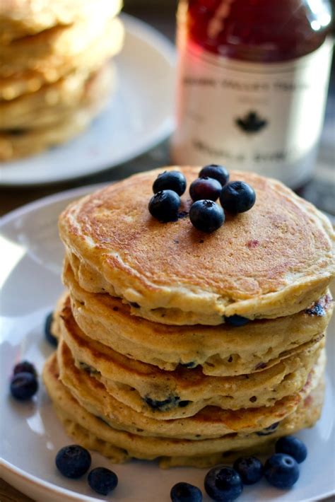 Super Fluffy Greek Yogurt And Blueberry Pancakes The Healthy Toast