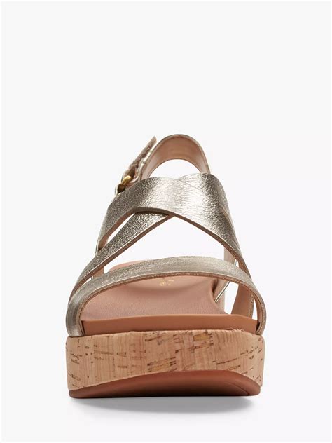 Clarks Kimmei Cork Leather Wedge Sandals Champagne At John Lewis