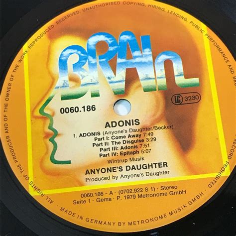 Anyones Daughter Adonis 1979 German Vinyl Lp Excellent Condition Ebay
