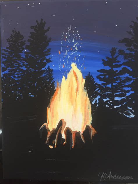 Campfire Acrylic Painting Fire Painting Painting Art Projects