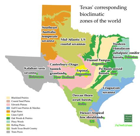 Texas Corresponding Bio Climatic Zones Of The Maps On The Web