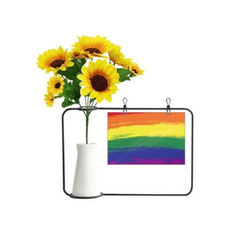 Stippling Rainbow Lgbt Artificial Sunflower Vases Bottle Blessing Card
