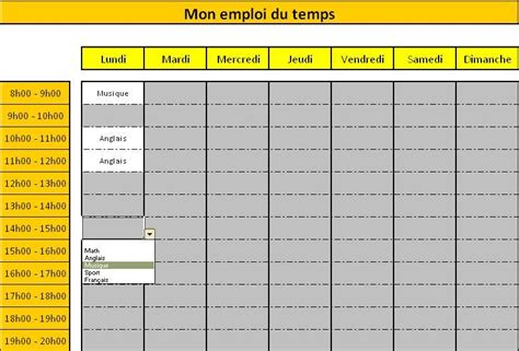 Planning Hebdomadaire Vierge Excel Young Planneur