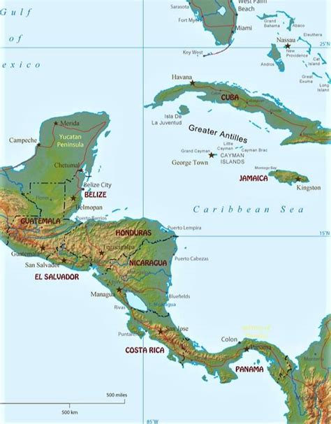 Centroamerica Mapa Mudo Mapa Fisico Gambaran