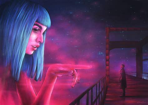 Neon Girl Art Print Movie Painting Neon Sci Fi Woman Etsy Uk