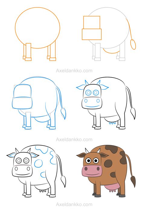 How To Draw A Cow Comment Dessiner Une Vache Art Drawings For Kids