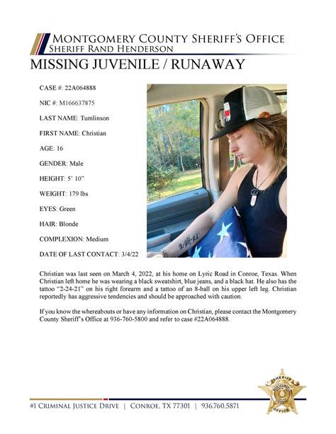 Missing Juvenile In Conroe Montgomery County Police Reporter