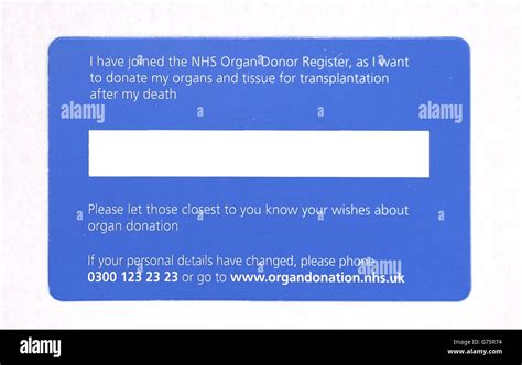 New Nhs Organ Donor Register Card Stock Hi Res Stock Photography And