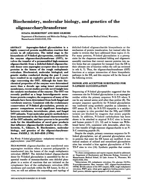 Pdf The Biochemistry Molecular Biology And Genetics Of The