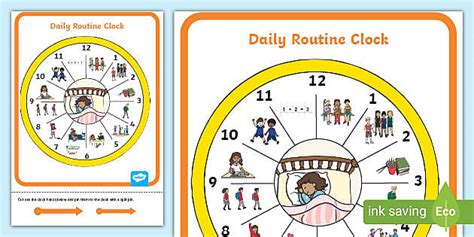 Daily Routine Clock A4 Display Poster Teacher Made