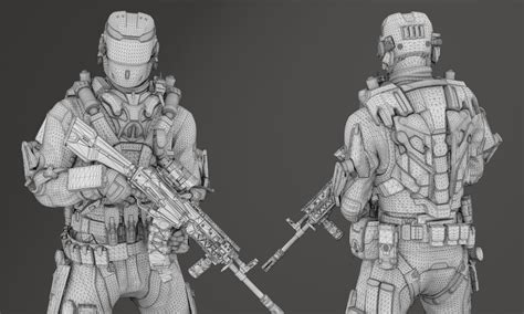 3d model scifi recon soldier vr ar low poly rigged animated cgtrader