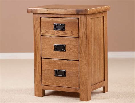 Devonshire Rustic Oak Tall Bedside Table With 3 Drawers Fully