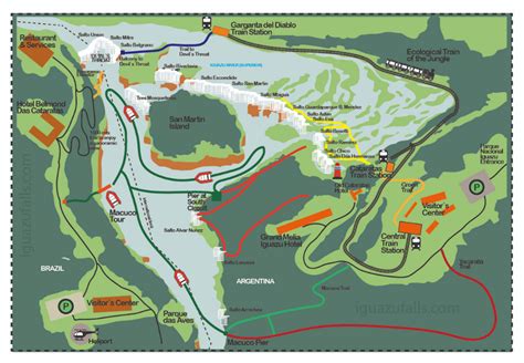 Iguazu Falls Map Of National Parks Argentinian And Brazilian Side