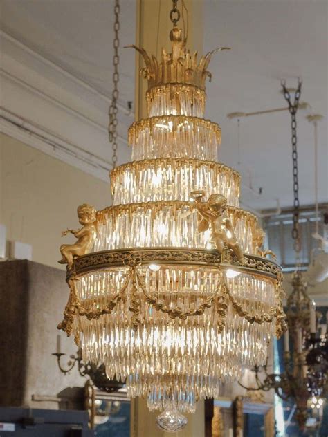 Antique French Baccarat Crystal Waterfall Chandelier In 2020 Crystal