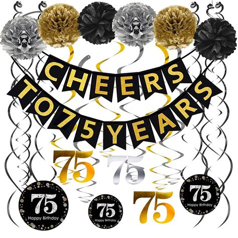 Buy Famoby 75th Birthday Party Decorations Set Gold Glittery Cheers To