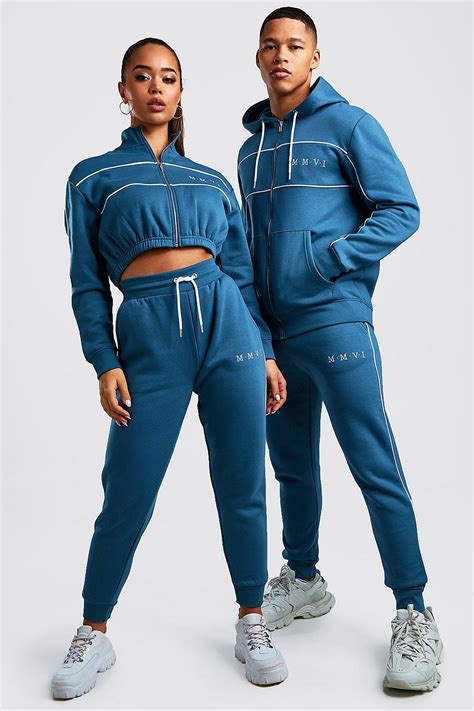 Hers Funnel Zip And Jogger Tracksuit Set Tracksuit Set Matching Couple