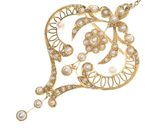 Antique 10ct Gold Seed Pearl Brooch