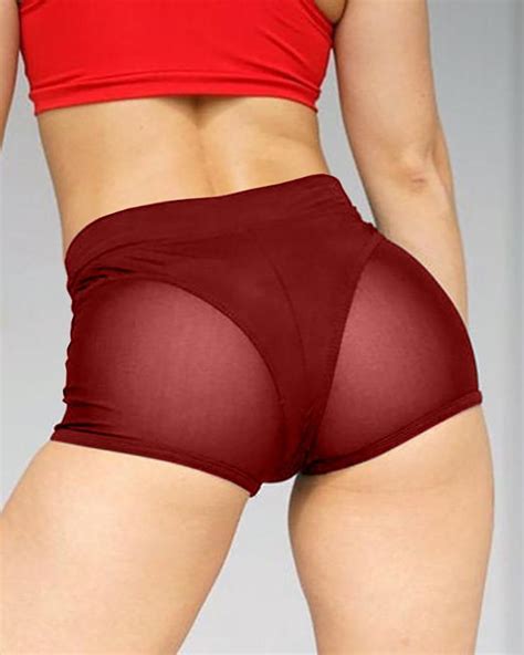sheer mesh high waisted butt lifting tummy control yoga shorts online discover hottest trend