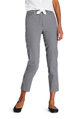 Womens Chino Cropped Check Trousers Lands End