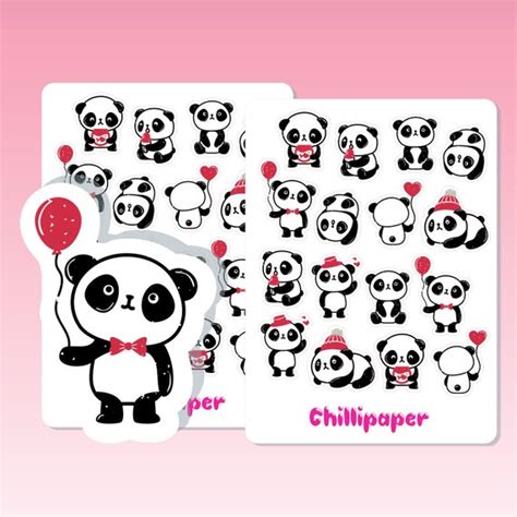 Kawaii Panda Stickers Cute Panda Stickers Kawaii Stickers Etsy