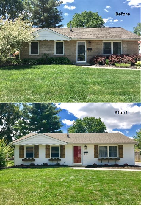 Painted exterior brick before and after photos: Before and after pictures of our ranch home! Curb appeal ...