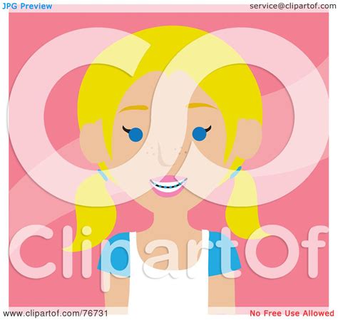 Royalty Free Rf Clipart Illustration Of A Blond Caucasian Girl Avatar