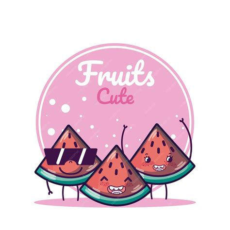 Premium Vector Watermelons Cute Fruits Cartoons