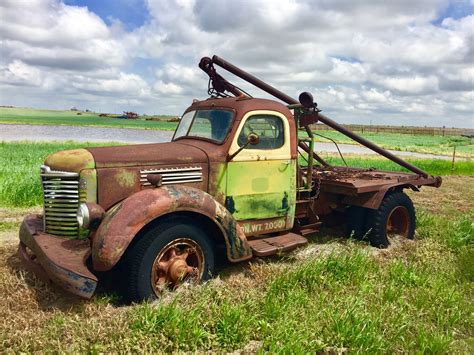 Old Tow Truck On Farm Tow Truck Trucks Old Cars