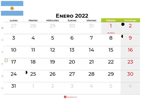 Descargar Calendario Enero 2022 Argentina Para Imprimir