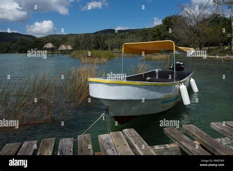 Shoreline Of Freshwater Lago Peten Itza At El Remate Guatemala Near