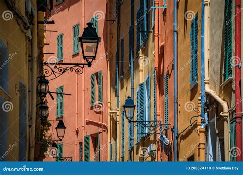 Colorful Traditional Houses In The Old Town Of Menton On The French